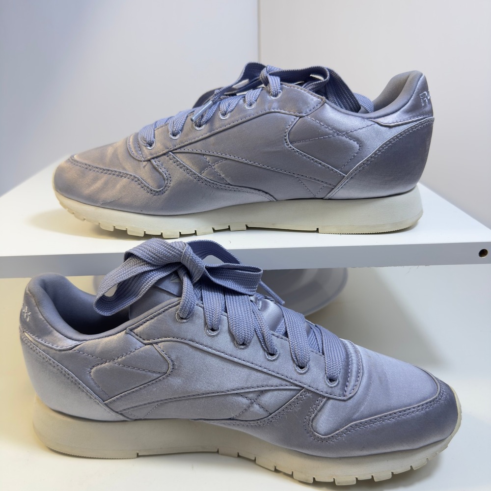 Reebok Classic Leather Satin Women's Size 8 Periwinkle Purple CM9801 Sneakers - Picture 11 of 16